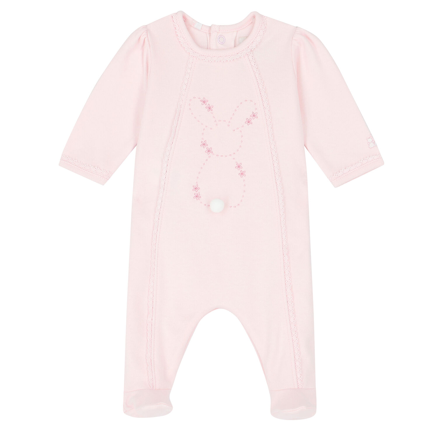Baby Girls Pink Embroidered Babygrow, 1, hi-res image number null