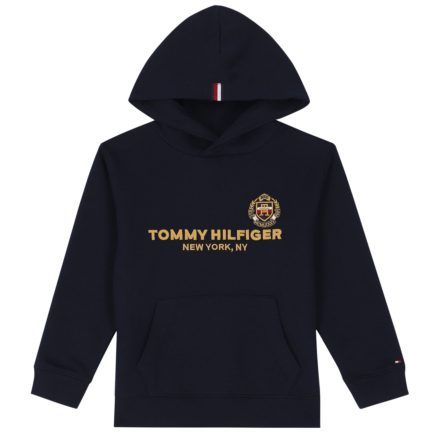 Boys Navy Blue Logo Hooded Top, 1, hi-res image number null