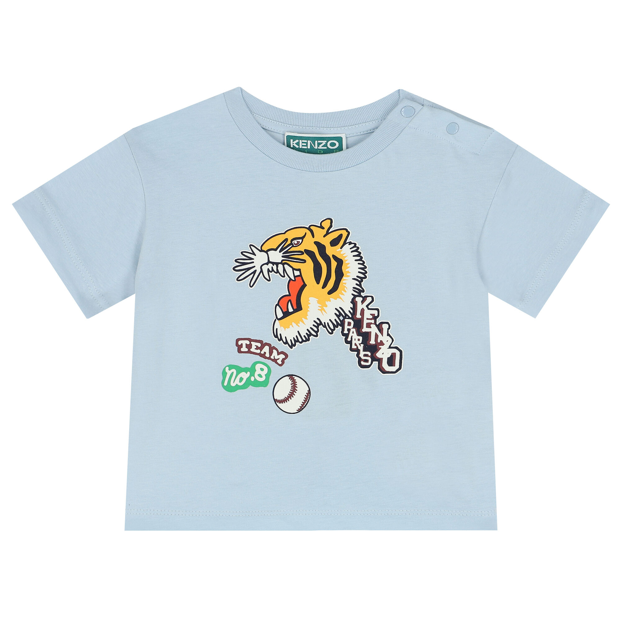 KENZO KIDS Younger Boys Blue Varsity Tiger T Shirt Junior