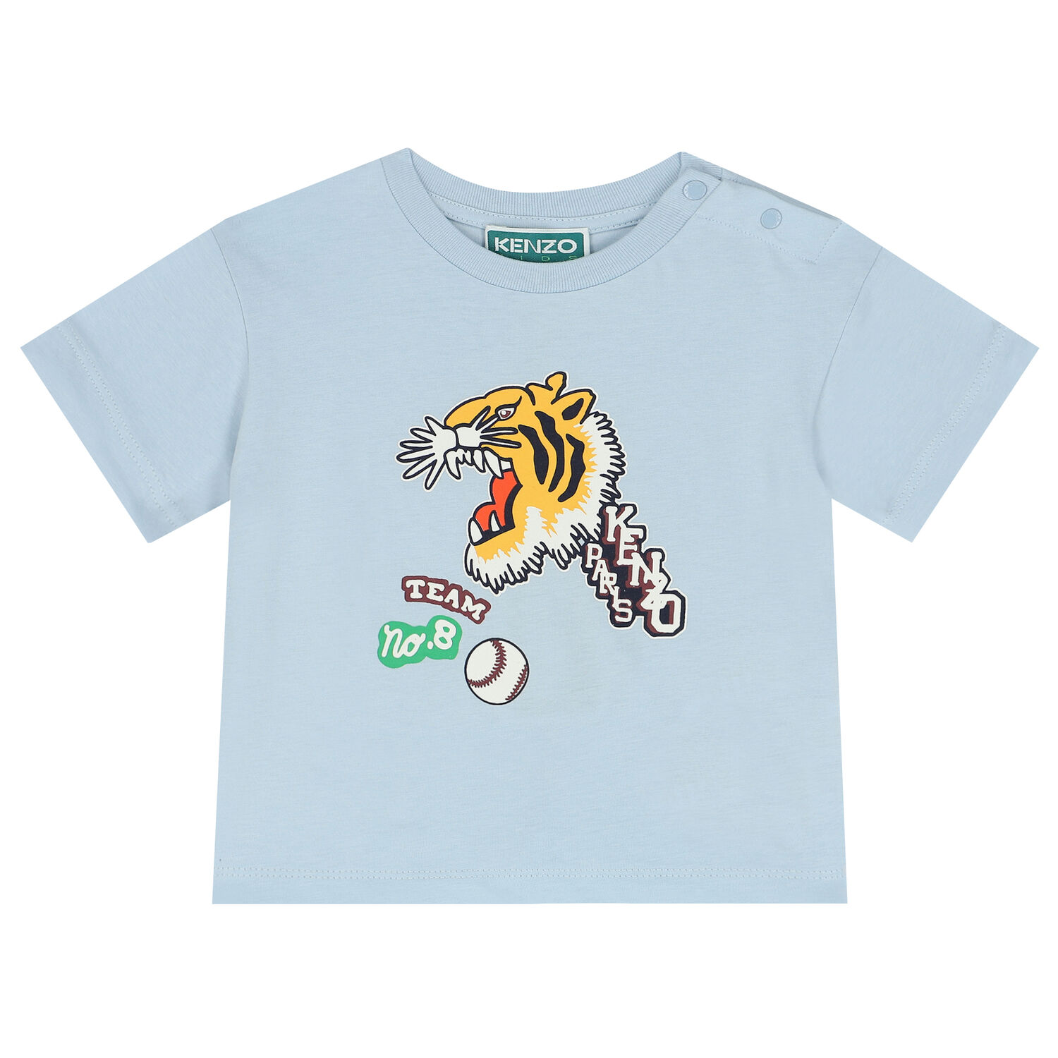Younger Boys Blue Varsity Tiger T-Shirt, 1, hi-res