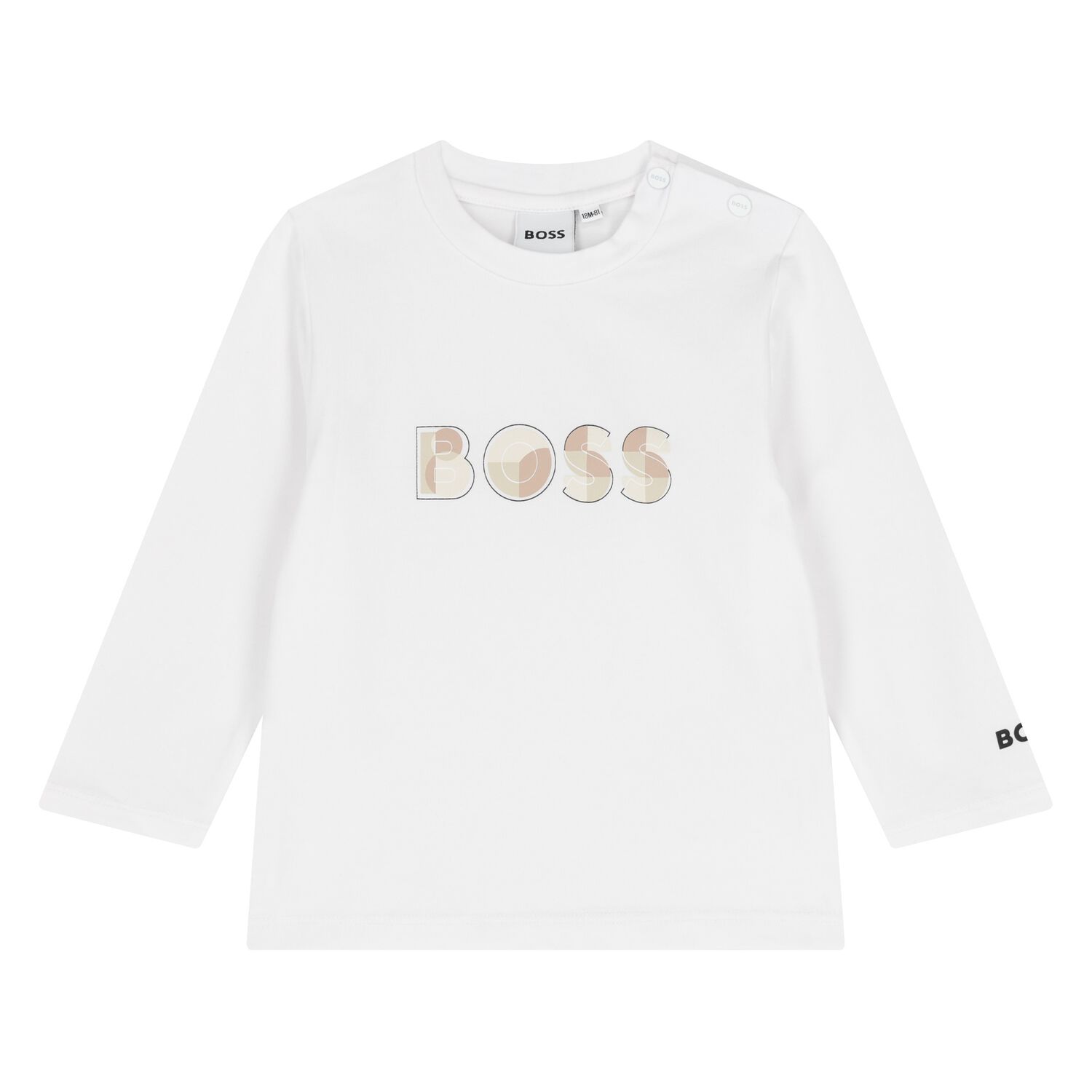 Baby Boys White Logo Long Sleeve Top, 1, hi-res