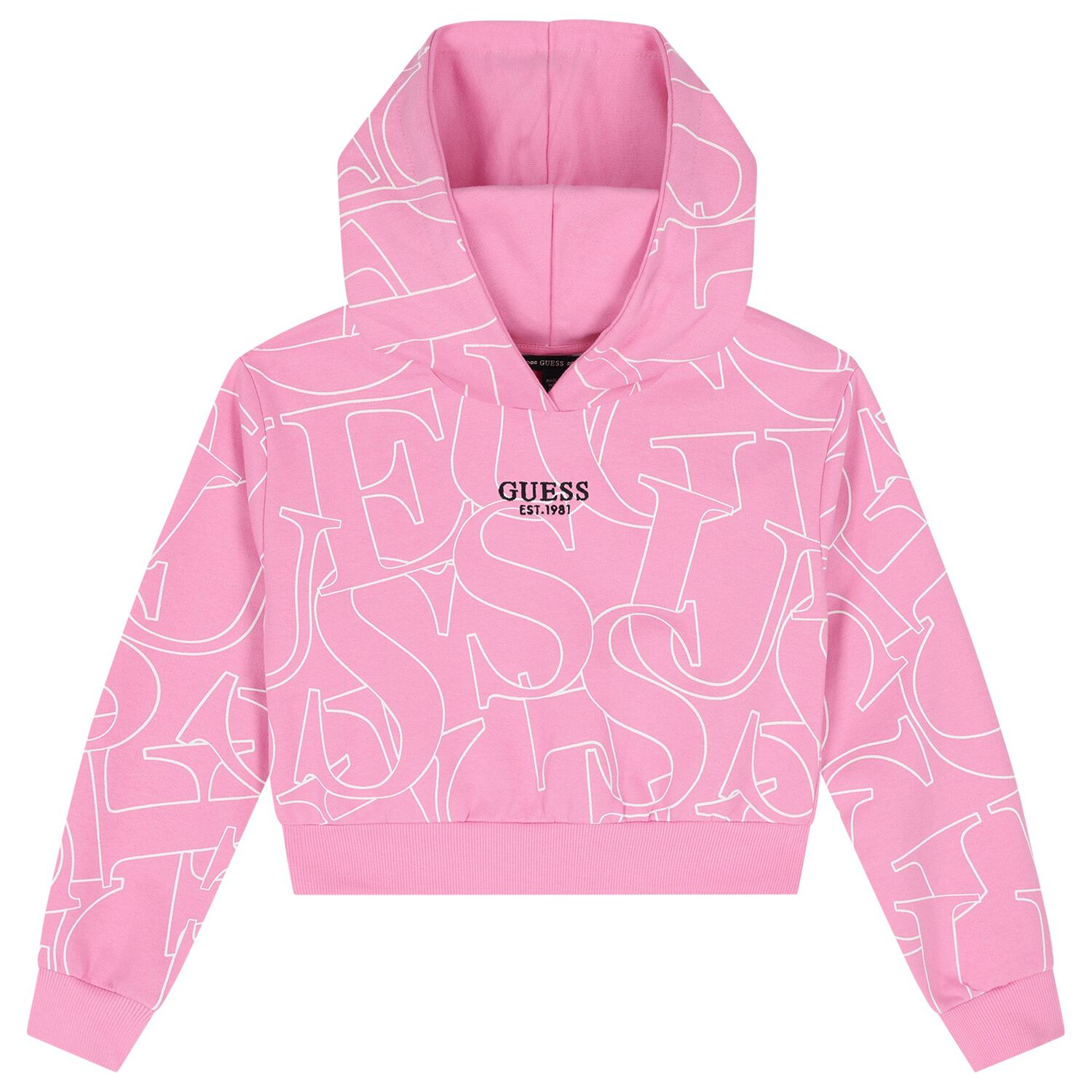 Girls Pink Logo Hooded Top, 1, hi-res