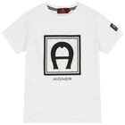 Boys White Logo T-Shirt, 1, hi-res
