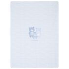 Baby Boys White & Blue Striped Blanket, 1, hi-res