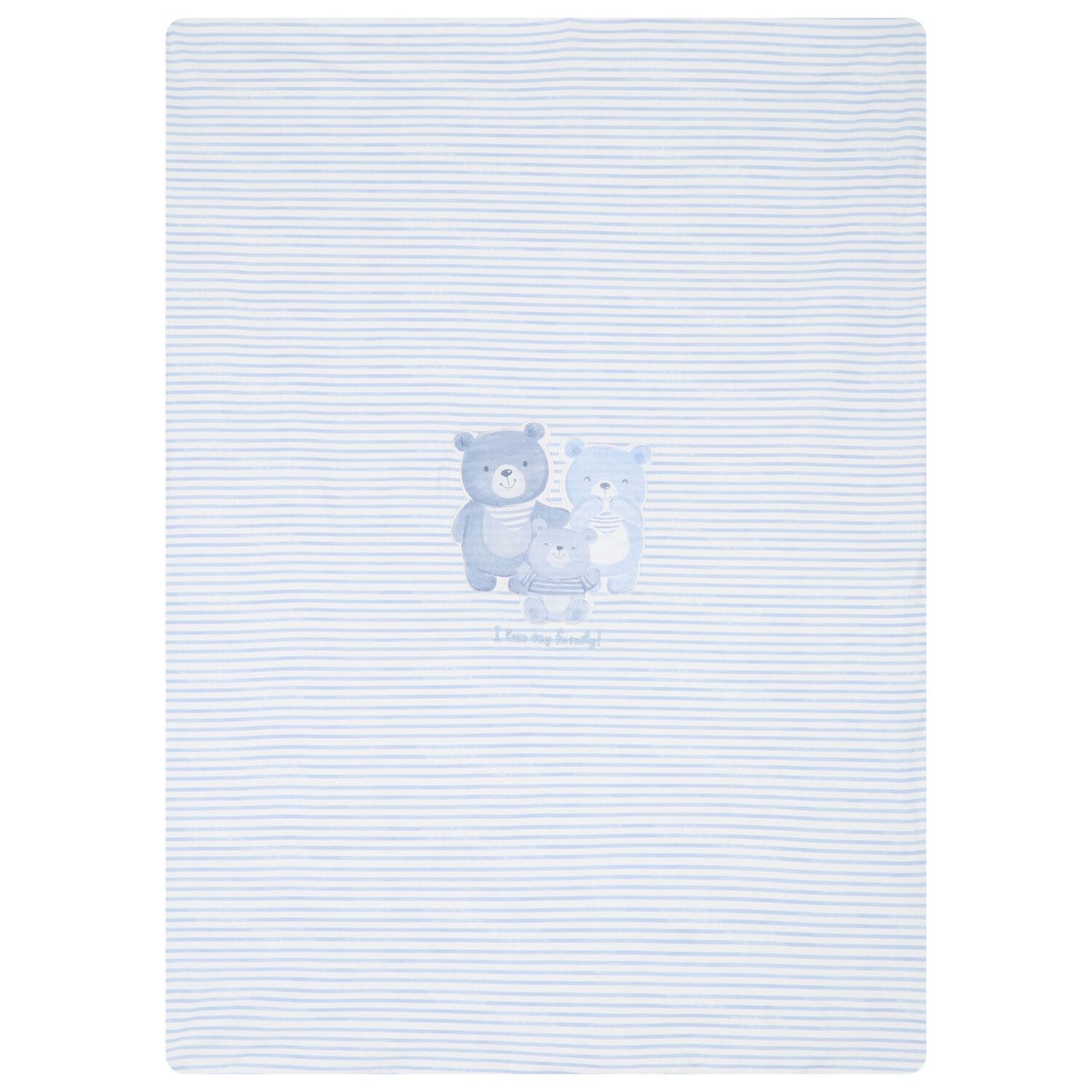 Baby Boys White & Blue Striped Blanket, 1, hi-res image number null