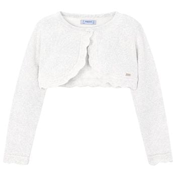 Girls White Bolero Knit Cardigan