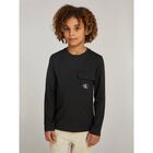 Boys Black Logo Long Sleeve Top, 1, hi-res