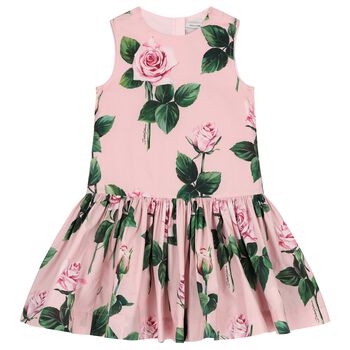 Girls Pink Rose Sleeveless Dress
