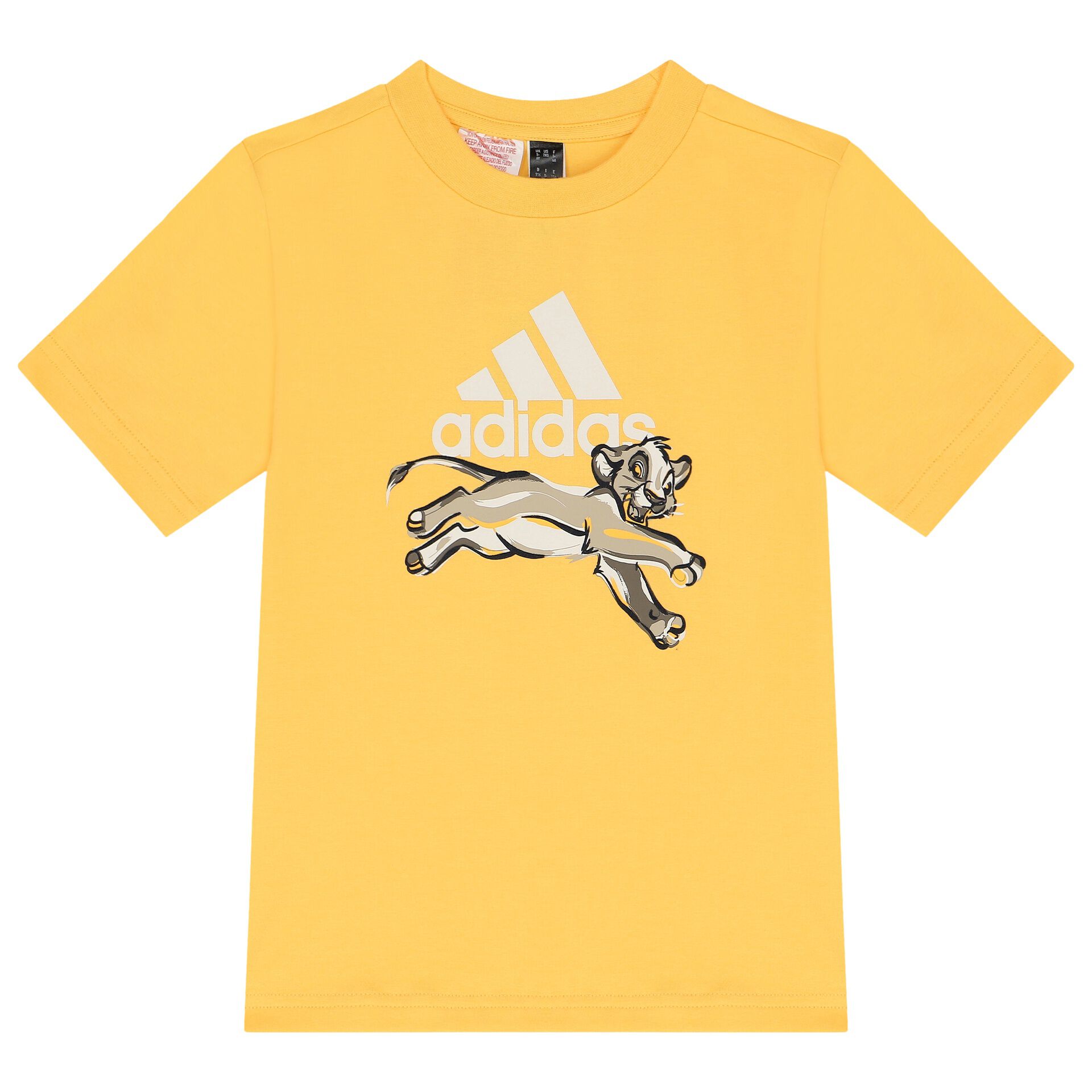Adidas Kids Yellow Lion King Logo T Shirt Junior Couture UK