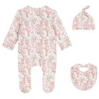 Baby Girls White & Pink Africa Babygrow Gift Set  , 2, hi-res