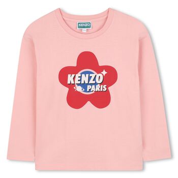 Girls Pink Logo Long Sleeve Top