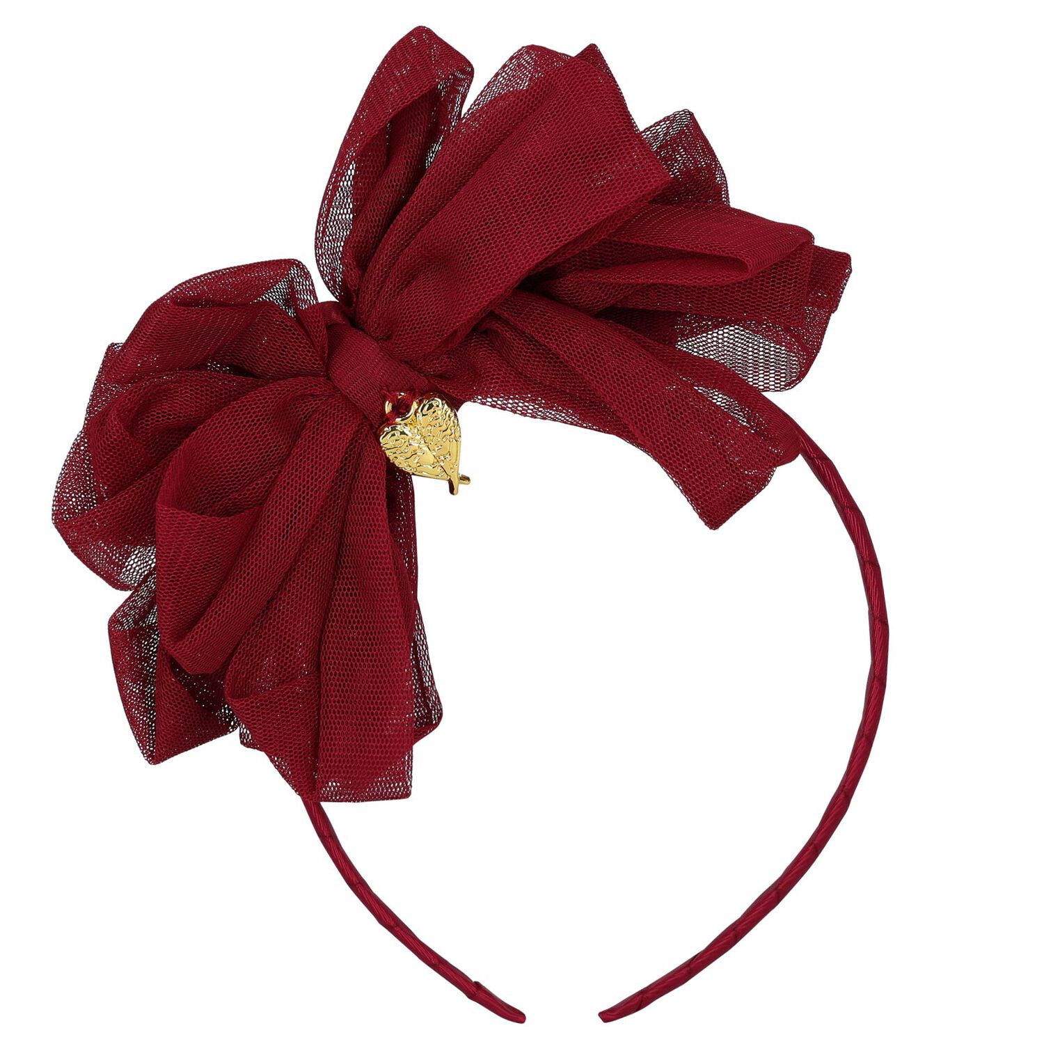 Girls Burgundy Bow Headband, 1, hi-res image number null
