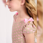 Girls Beige & Pink Jacquard Hearts Dress, 1, hi-res