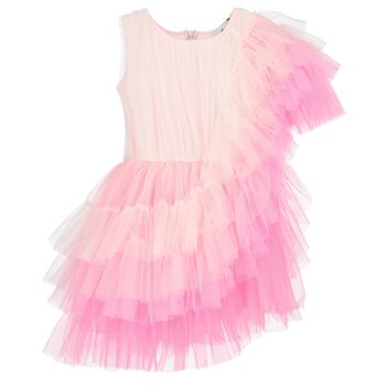 Girls Pink Ruffled Tulle Dress