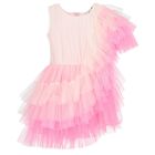 Girls Pink Ruffled Tulle Dress, 1, hi-res