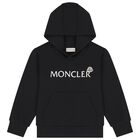 Boys Black Logo Hooded Top, 1, hi-res
