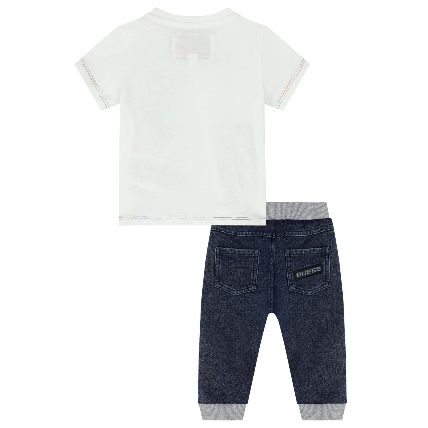 Baby Boys White & Blue Trousers Set, 1, hi-res