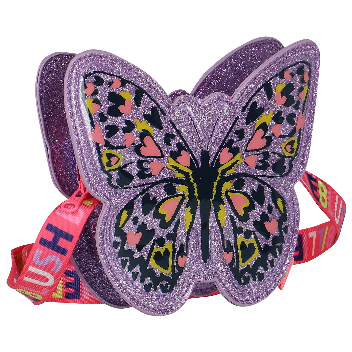 Girls Purple Butterfly Shoulder Bag, 1, hi-res