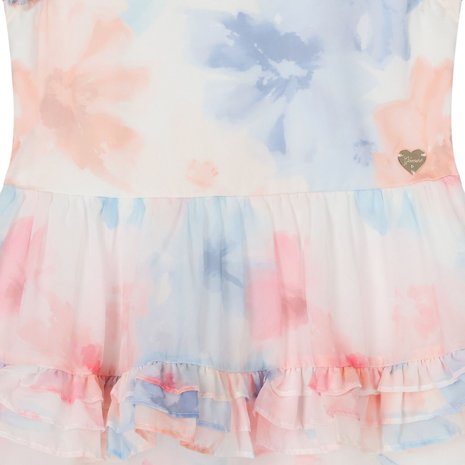 Girls Multi-Coloured Logo Chiffon Dress, 1, hi-res