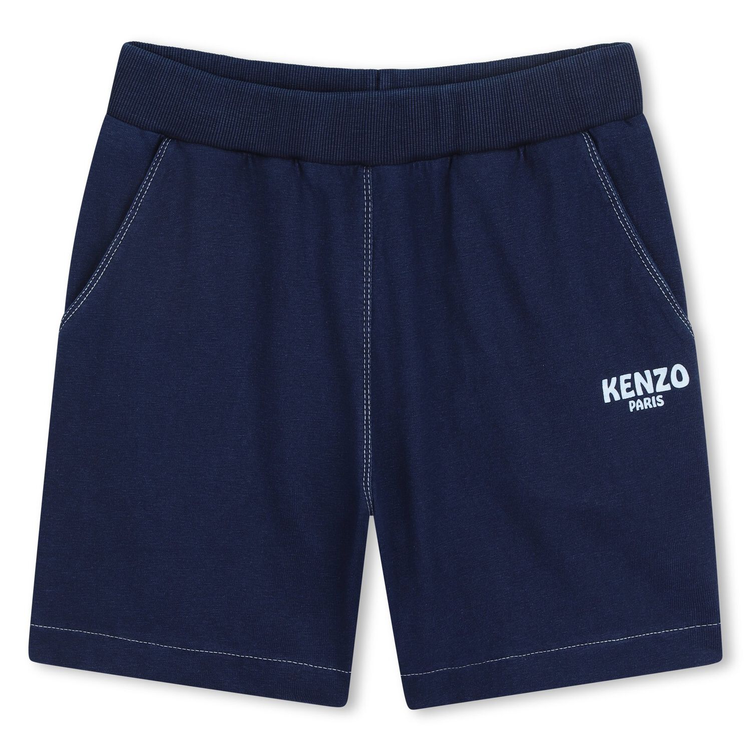 Boys Navy Blue Logo Shorts, 1, hi-res