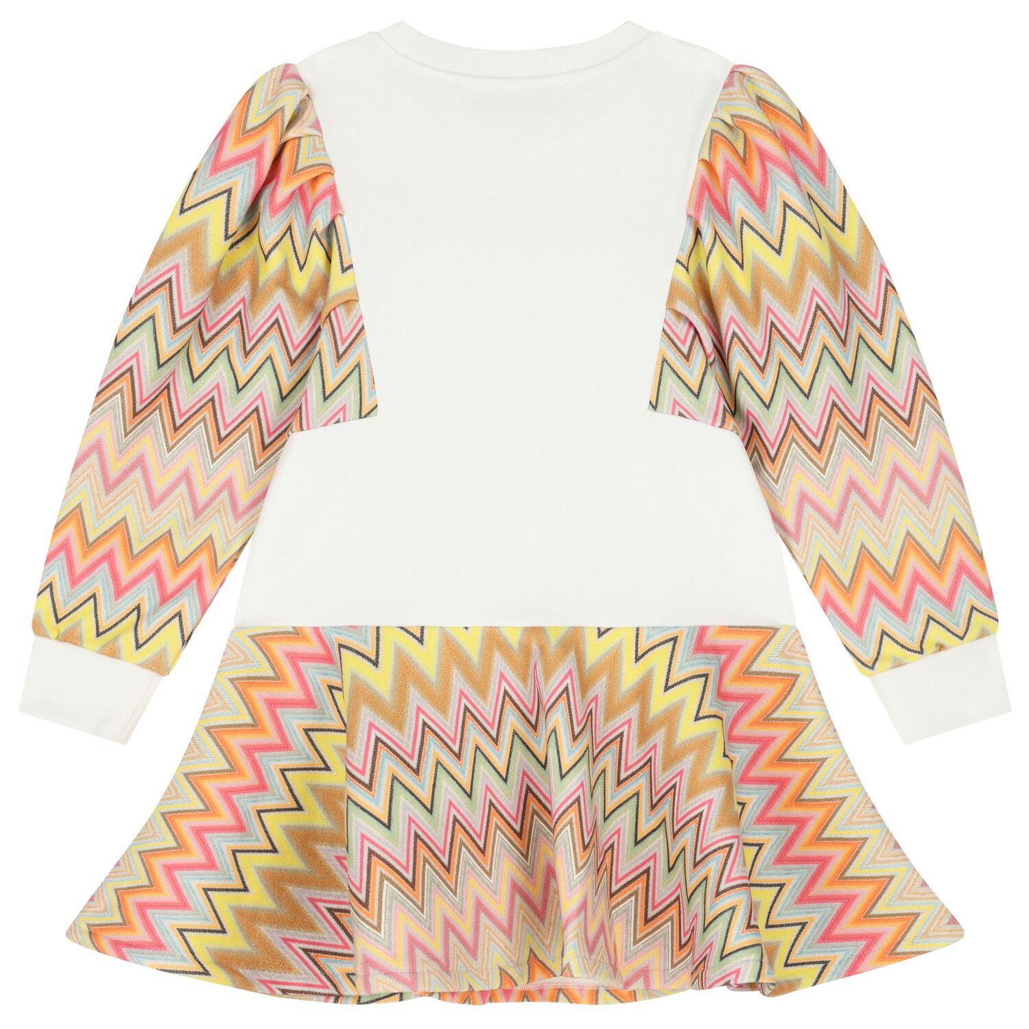 Girls Ivory, Pink & Yellow Logo Dress, 1, hi-res