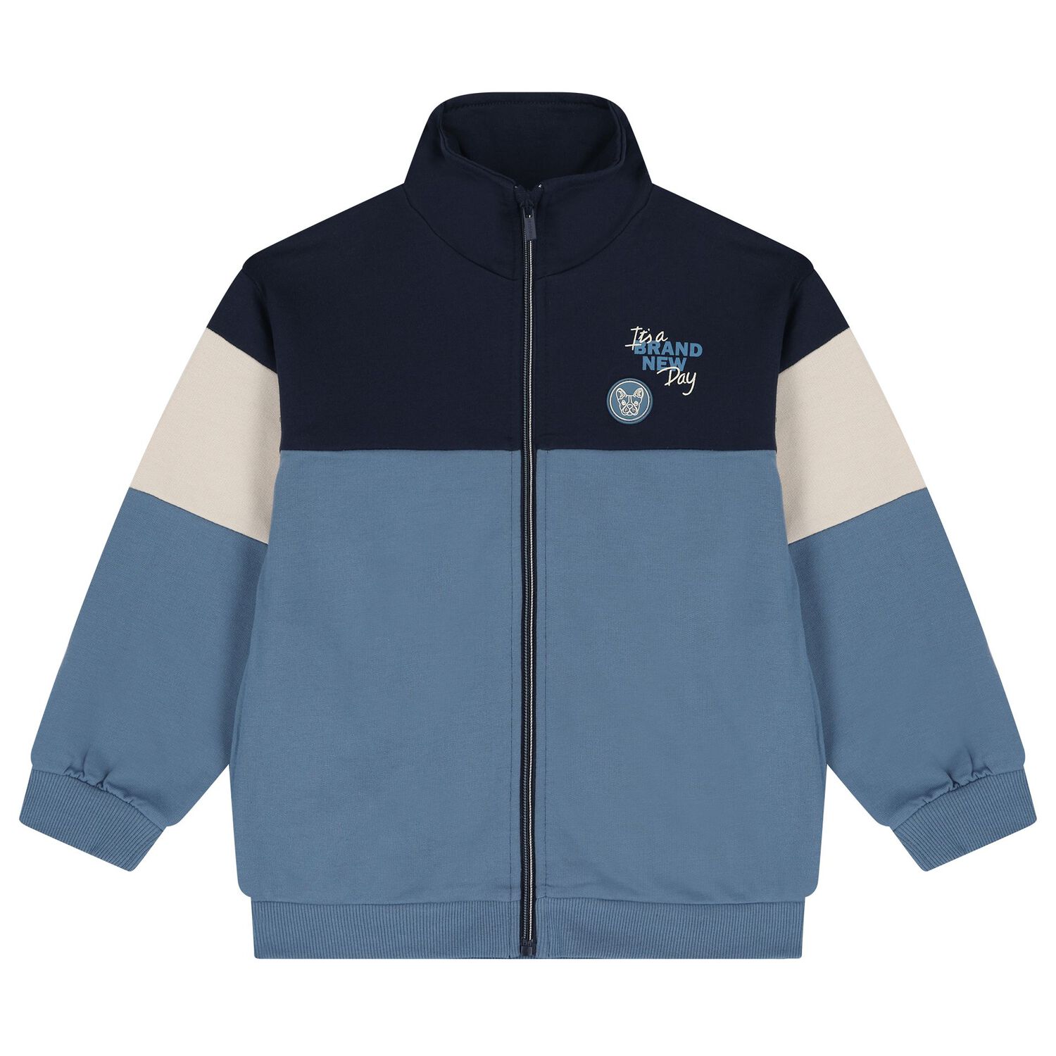 Boys Navy Blue & Blue Tracksuit, 2, hi-res