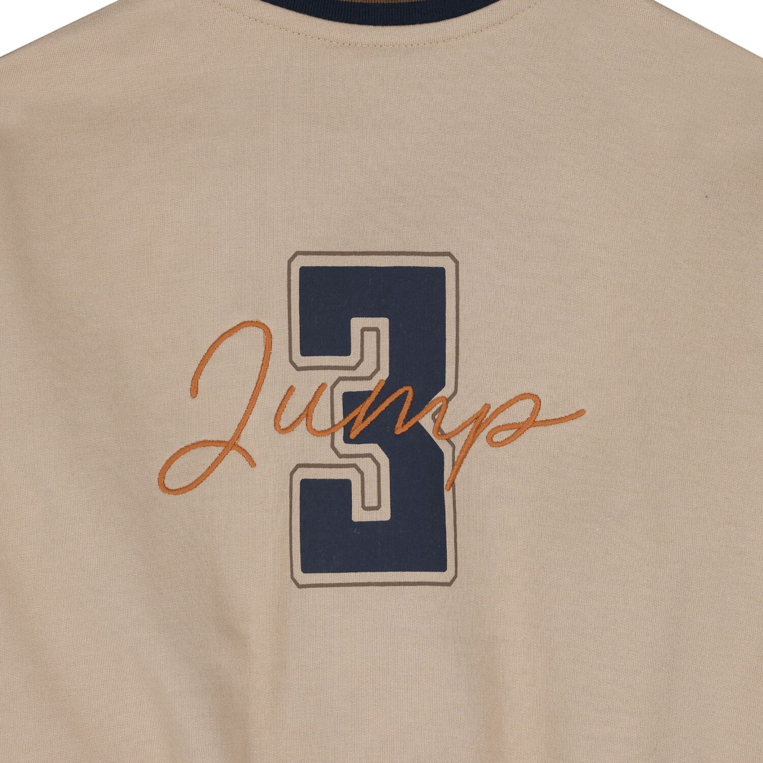 Boys Beige & Navy Blue Basketball Bomber Jacket, 1, hi-res