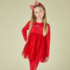 Girls Red Logo Leggings Set, 1, hi-res