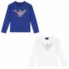 Girls Blue & White Logo T-Shirts ( 2-Pack ), 1, hi-res