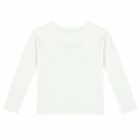 Girls White Long Sleeve Logo Top, 1, hi-res