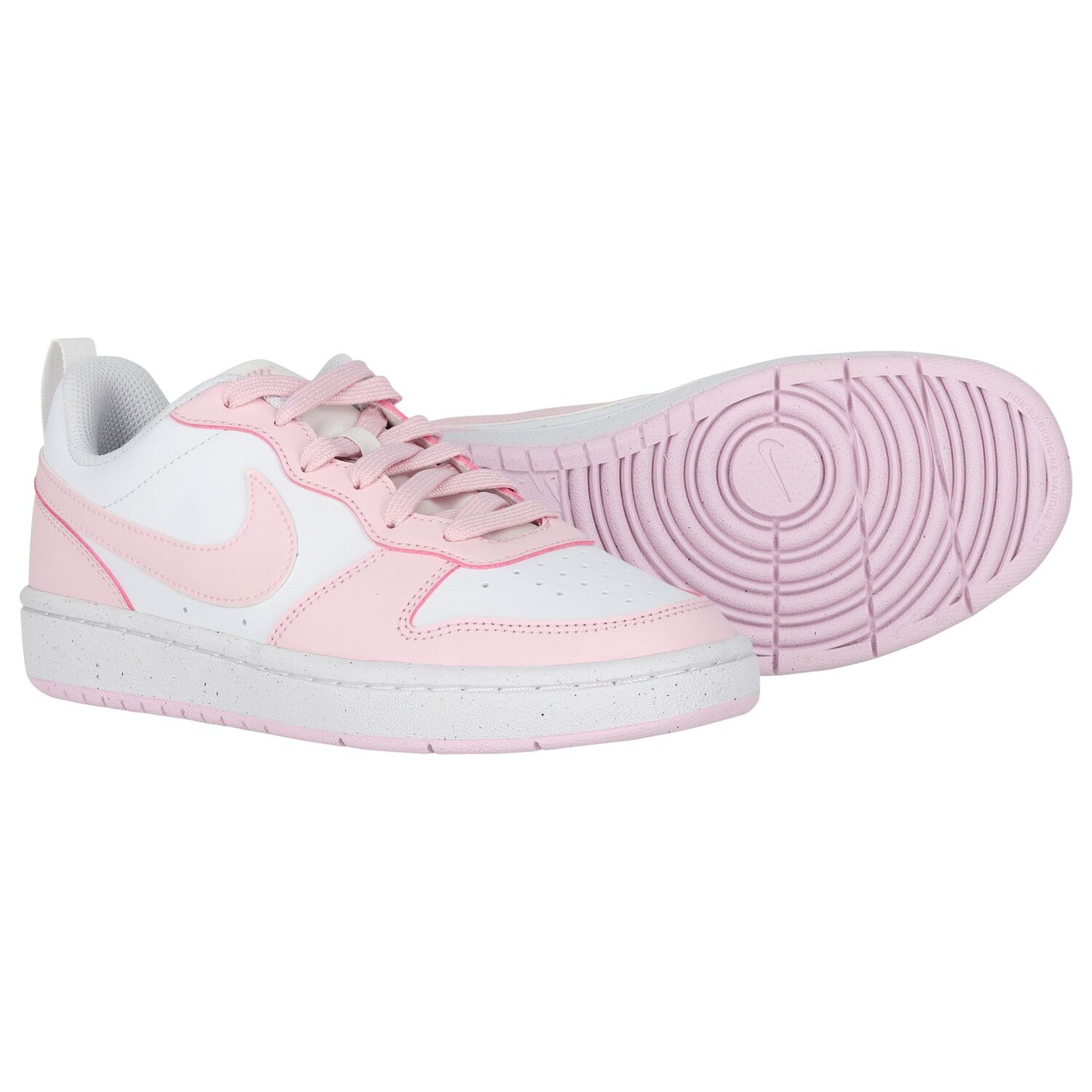 Girls White & Pink Nike Court Borough Low Trainers, 1, hi-res