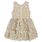 Girls Gold Floral Tulle Dress, 1, hi-res