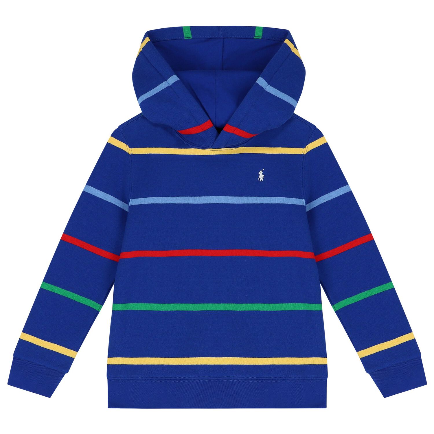 Boys Blue Logo Striped Hooded Top, 1, hi-res image number null