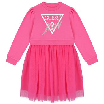Girls Pink Logo Tulle Dress