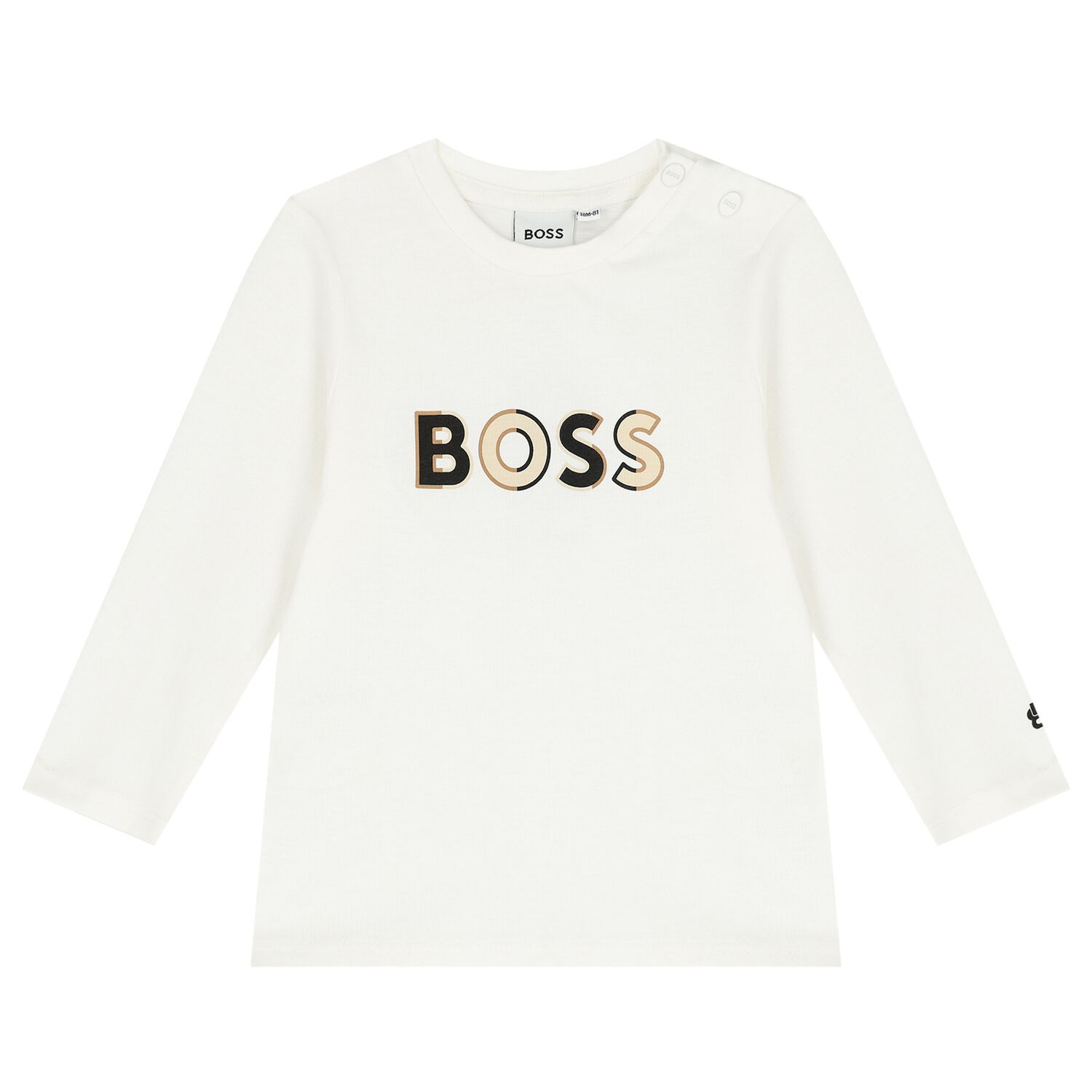 Baby Boys Ivory Logo Long Sleeve Top, 1, hi-res