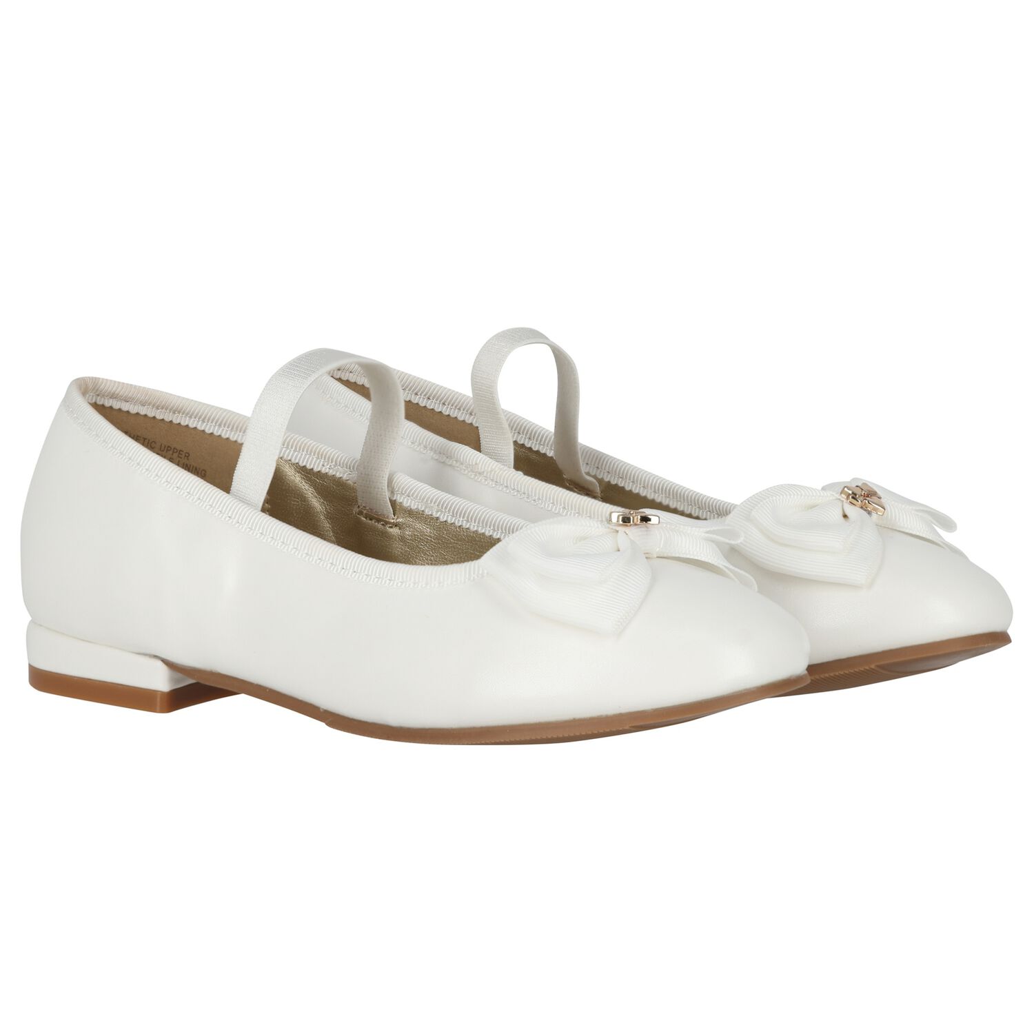 Girls White Bow Leather Shoes, 2, hi-res