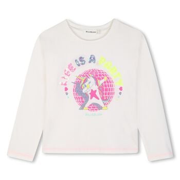 Girls Ivory Sequin Unicorn Long Sleeeve Top