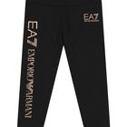 Girls Black Logo Leggings, 1, hi-res