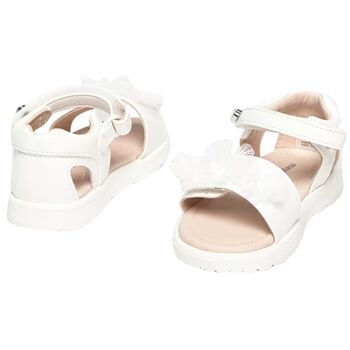 Younger Girls White Logo Sandals