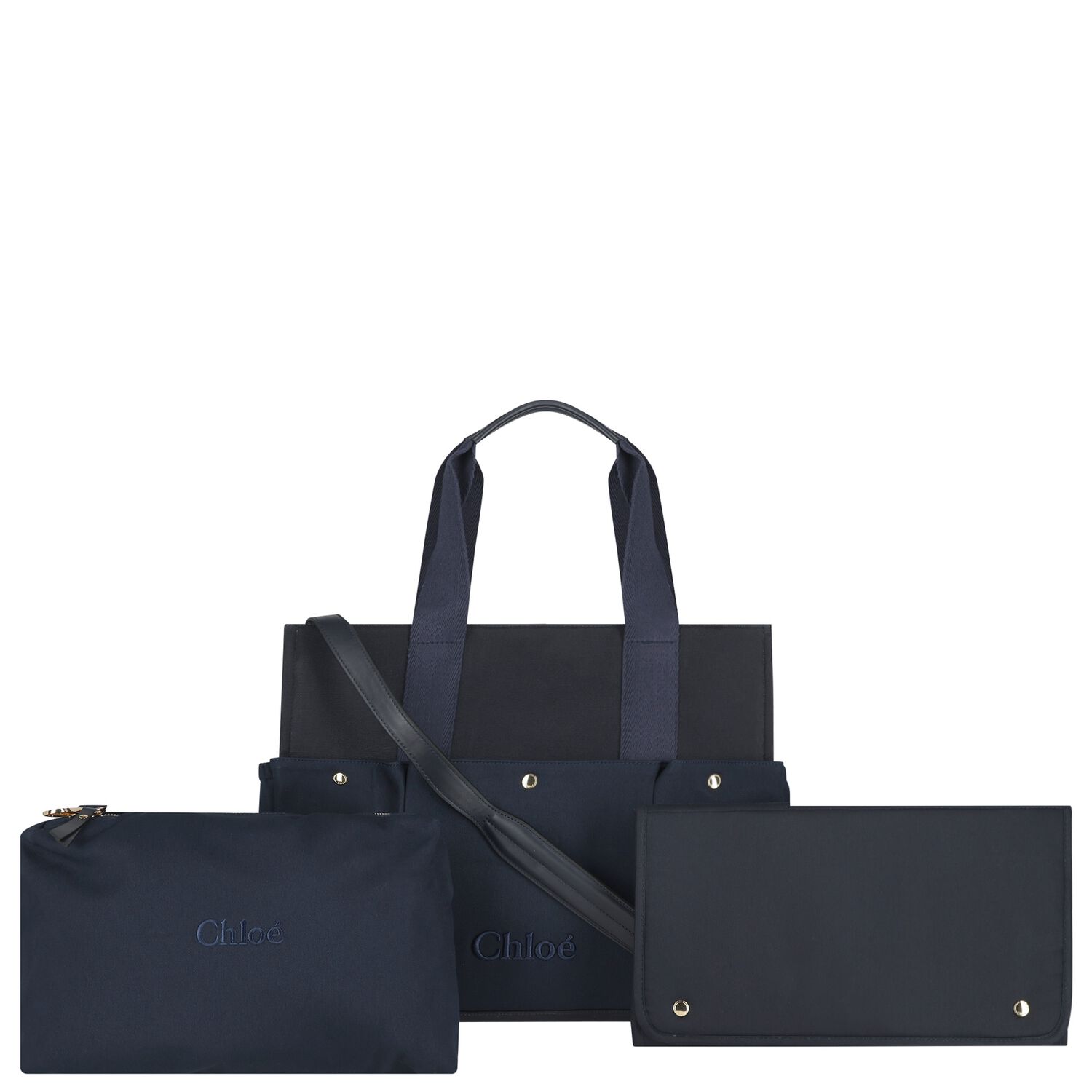 Navy Blue Canvas Baby Changing Bag, 2, hi-res