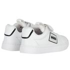 Boys White Leather Trainers, 1, hi-res