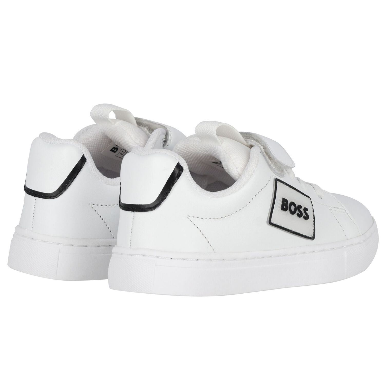 Boys White Leather Trainers, 1, hi-res