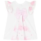 Girls White & Pink Floral Bag Print Leggings Set, 1, hi-res