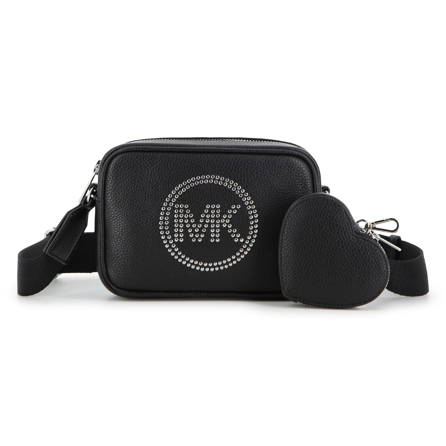Girls Black Rhinestone Logo Leather Handbag ( 17CM ), 1, hi-res