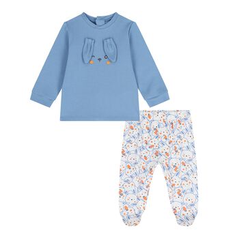Baby Boys Blue & White (2 Piece Babygrow)