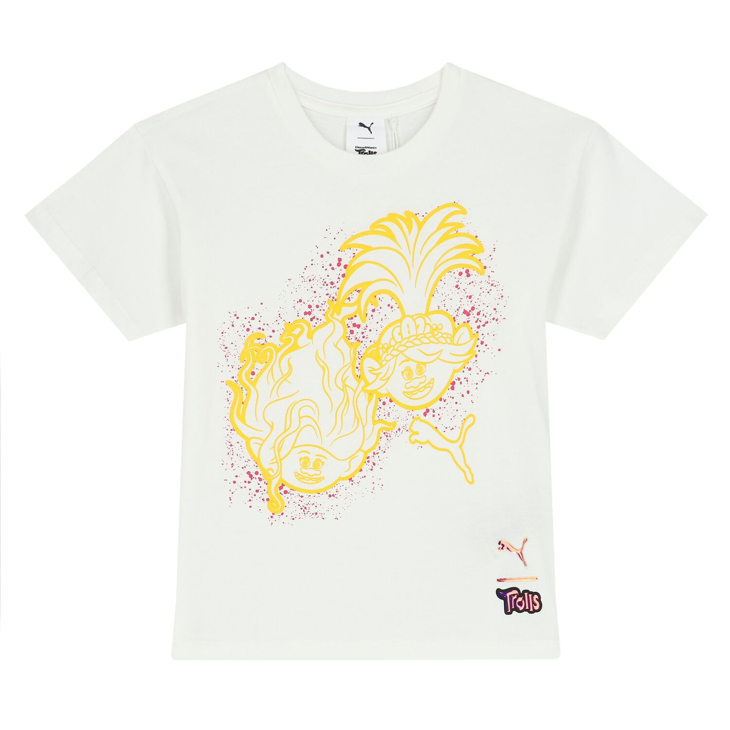 Girls White Trolls Logo T-Shirt, 1, hi-res image number null