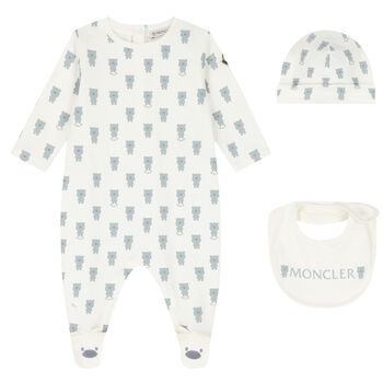 Ivory Teddy Bear Logo Babygrow Set