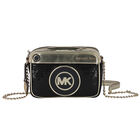 Girls Black & Gold Sequin Logo Shoulder Bag, 1, hi-res