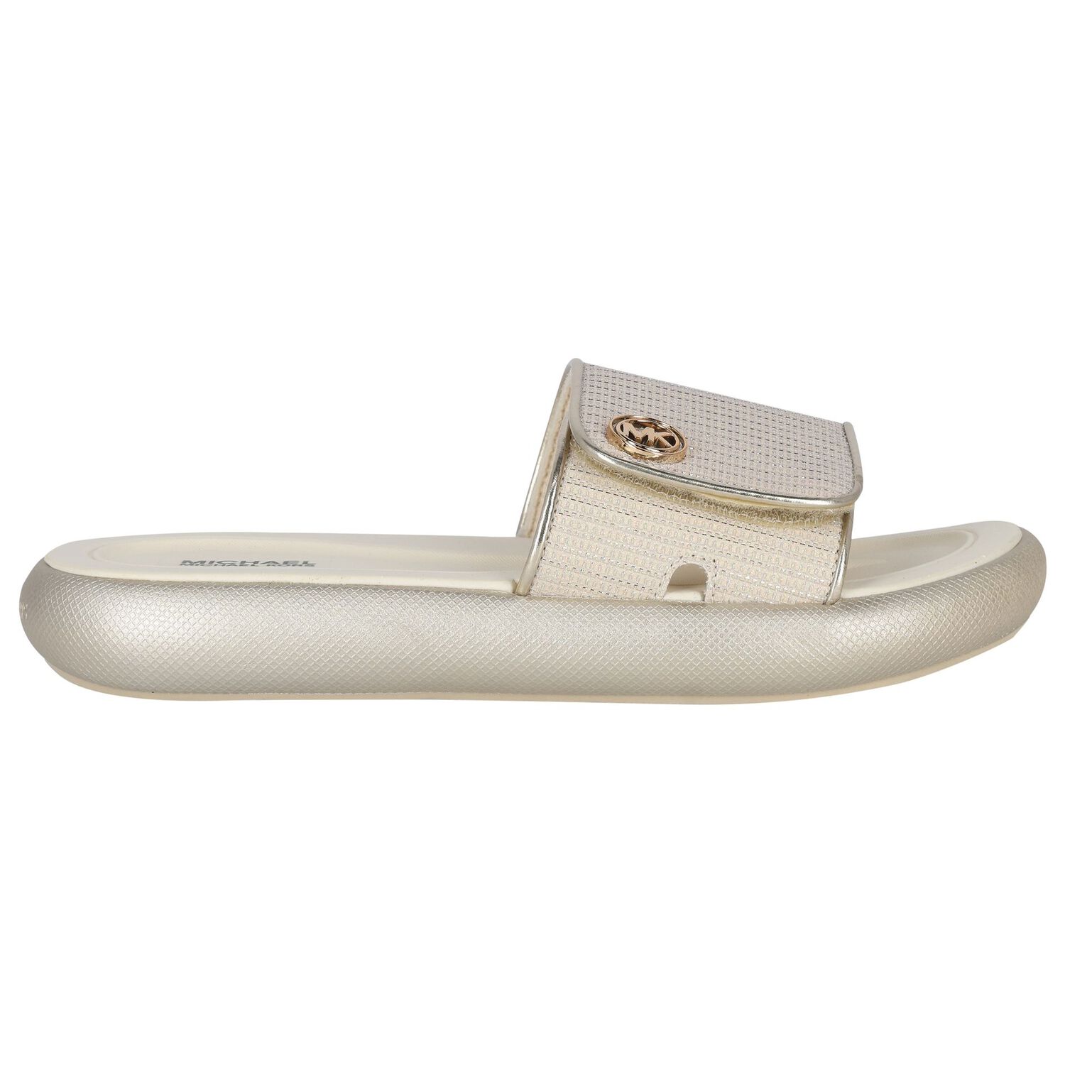 Girls Ivory & Gold Logo Sliders, 1, hi-res image number null
