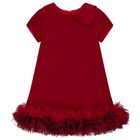 Girls Red Velvet Bow Dress, 1, hi-res